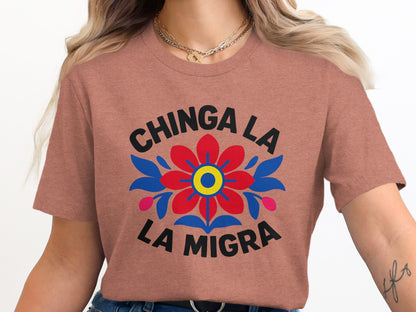 Bold Graphic Chinga La Migra Statement Shirt product