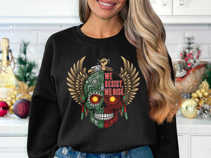 We Resist We Rise Winged Skull Graphic Sweatshirt product
