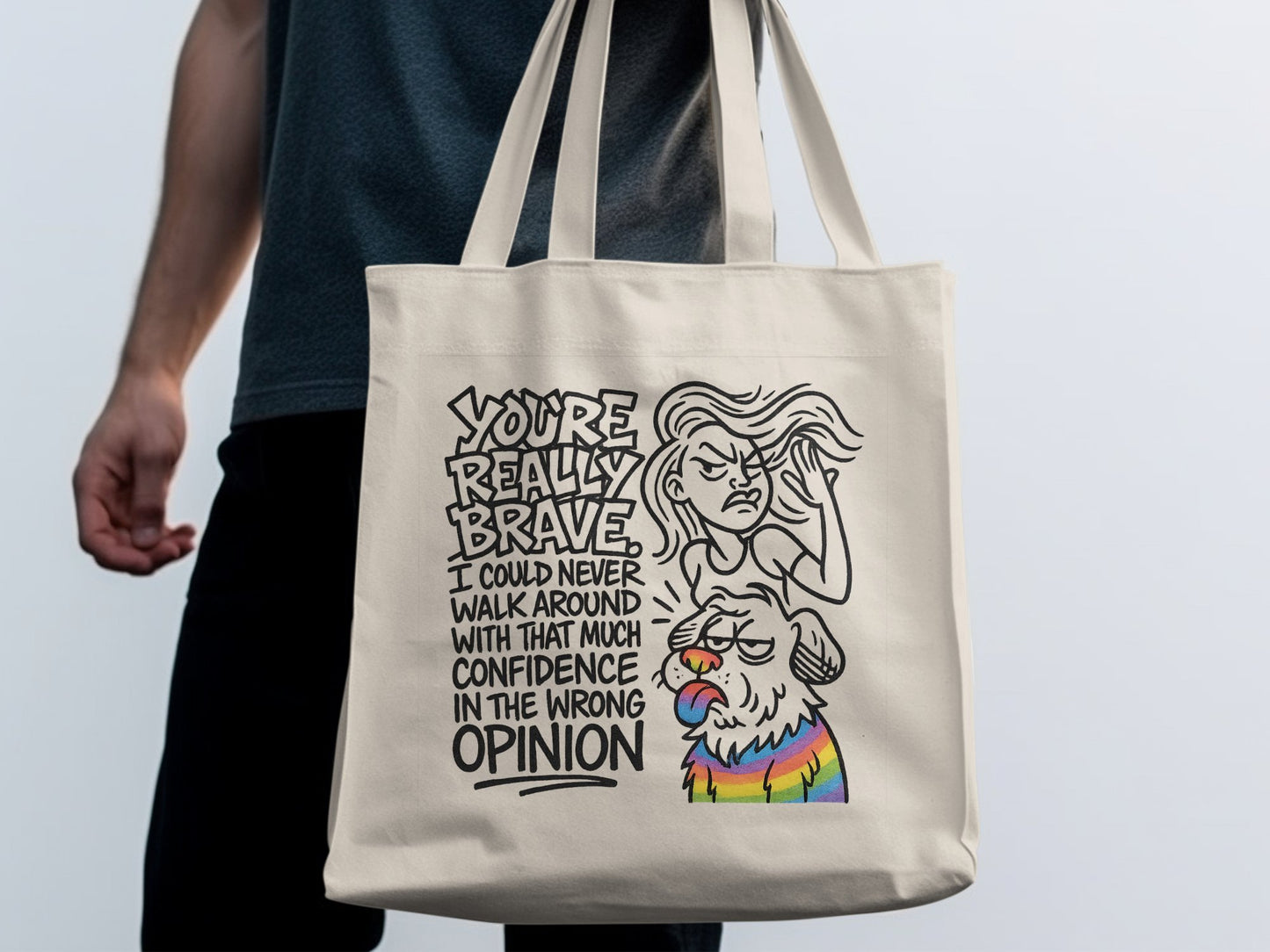Confident Expression Tote Bag Shows Colorful Dog Product Type