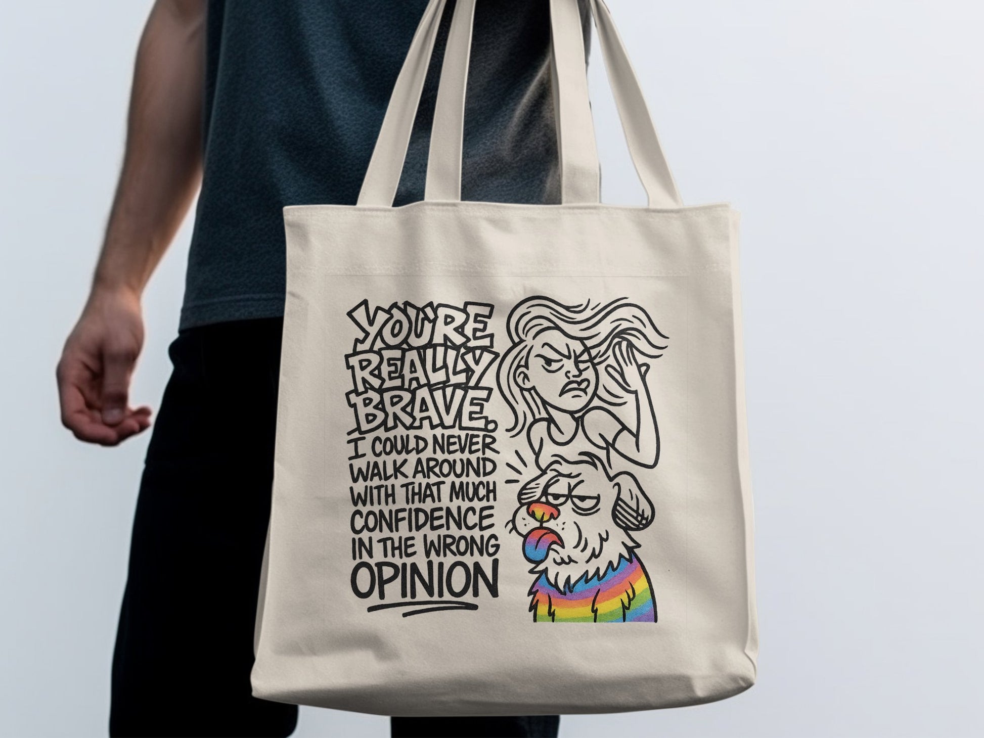 Confident Expression Tote Bag Shows Colorful Dog Product Type