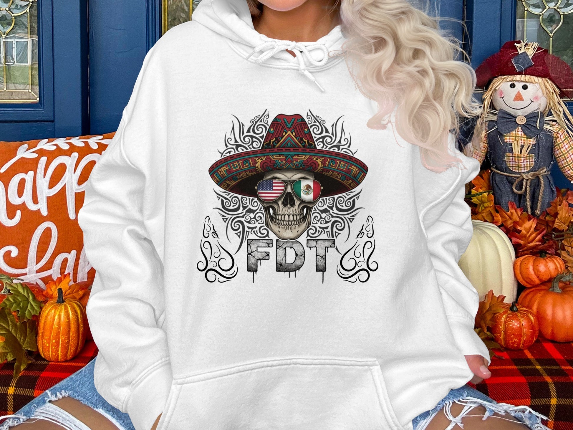 FDT Skull Graphic Hoodie with Detailed Design