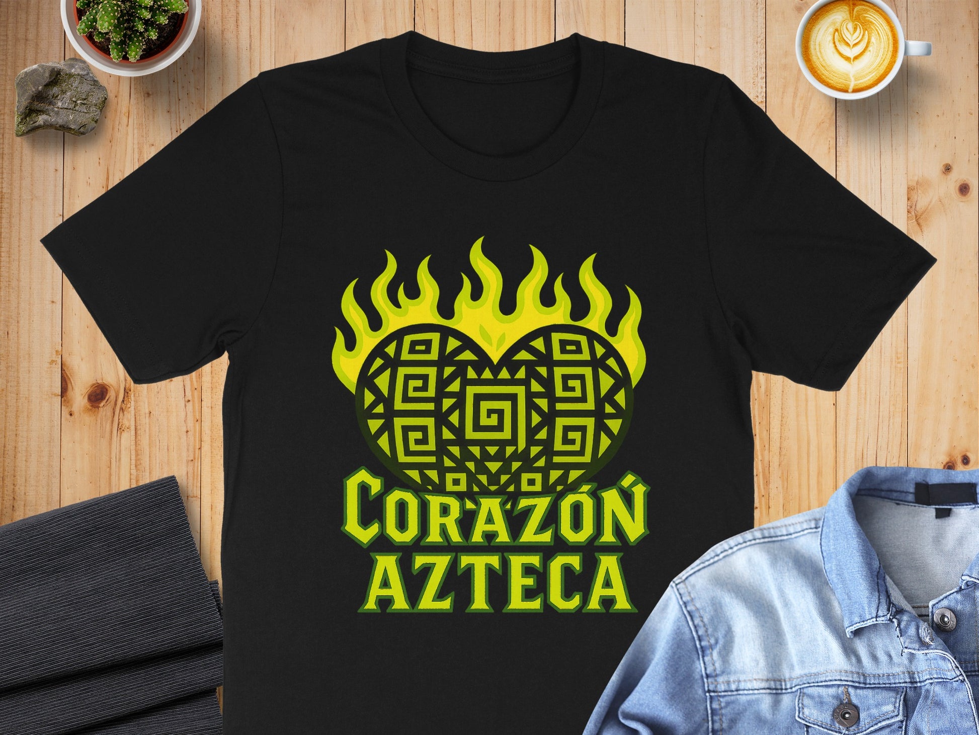 Corazón Azteca Heart Black Graphic T-Shirt product type