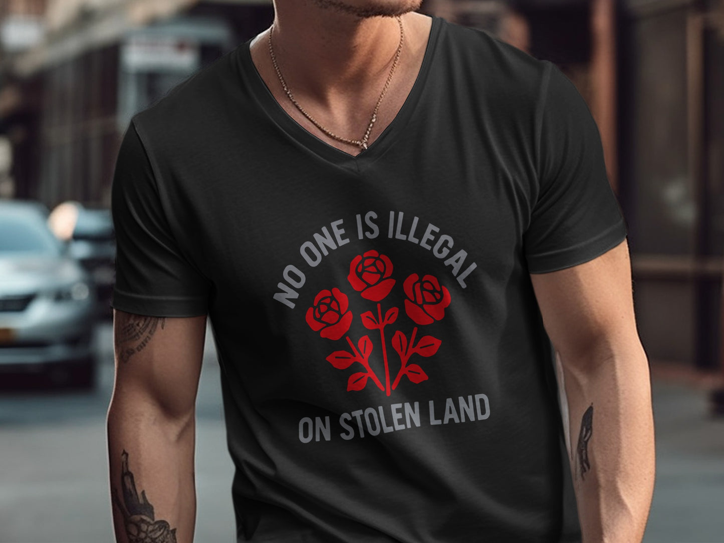 No One is Illegal on Stolen Land Statement Shirt product