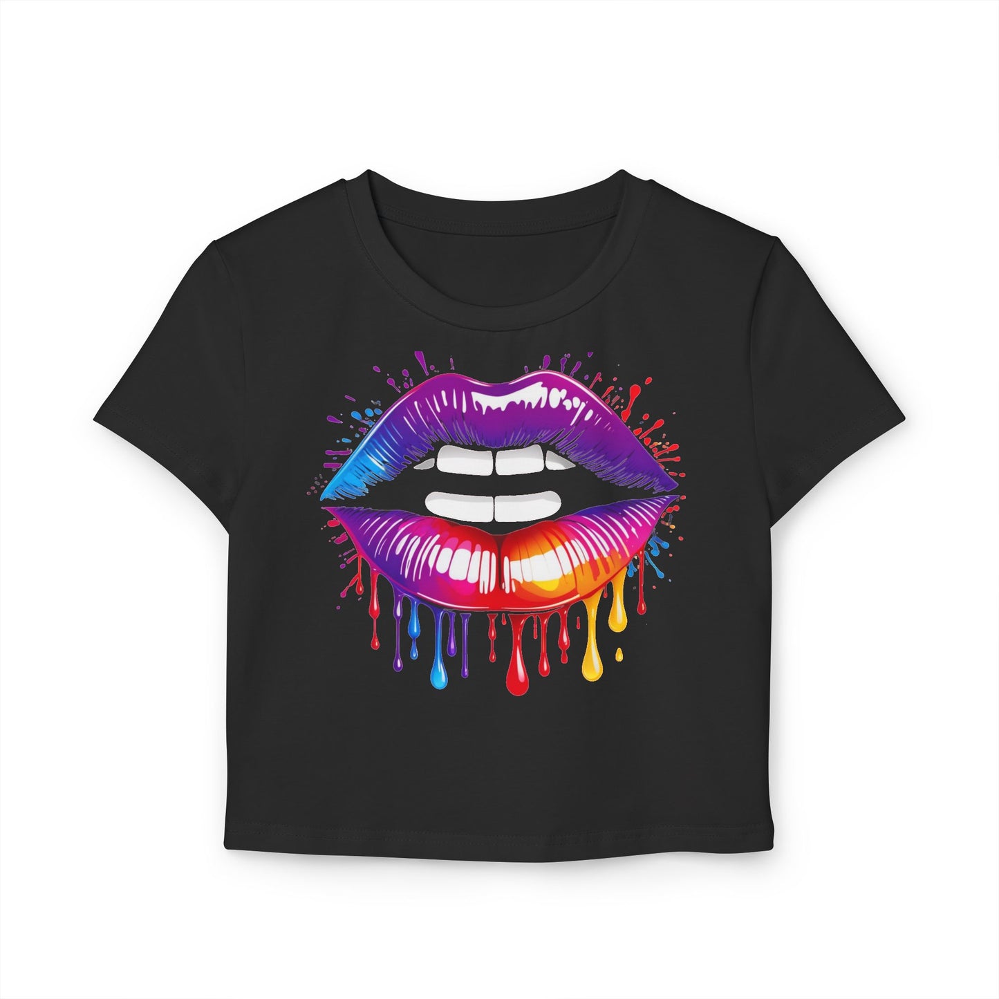 Pride babby tee Colorful Lip Print Women's Baby Tee - Perfect for Casual Outings and Celebrations