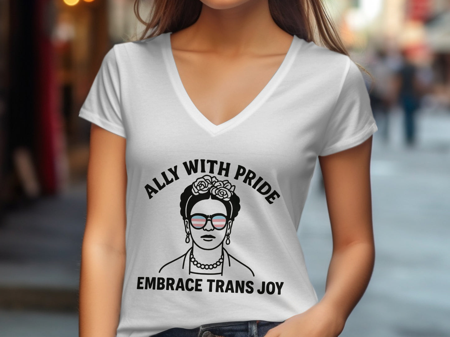 Ally With Pride Embrace Trans Joy V-neck T-shirt product