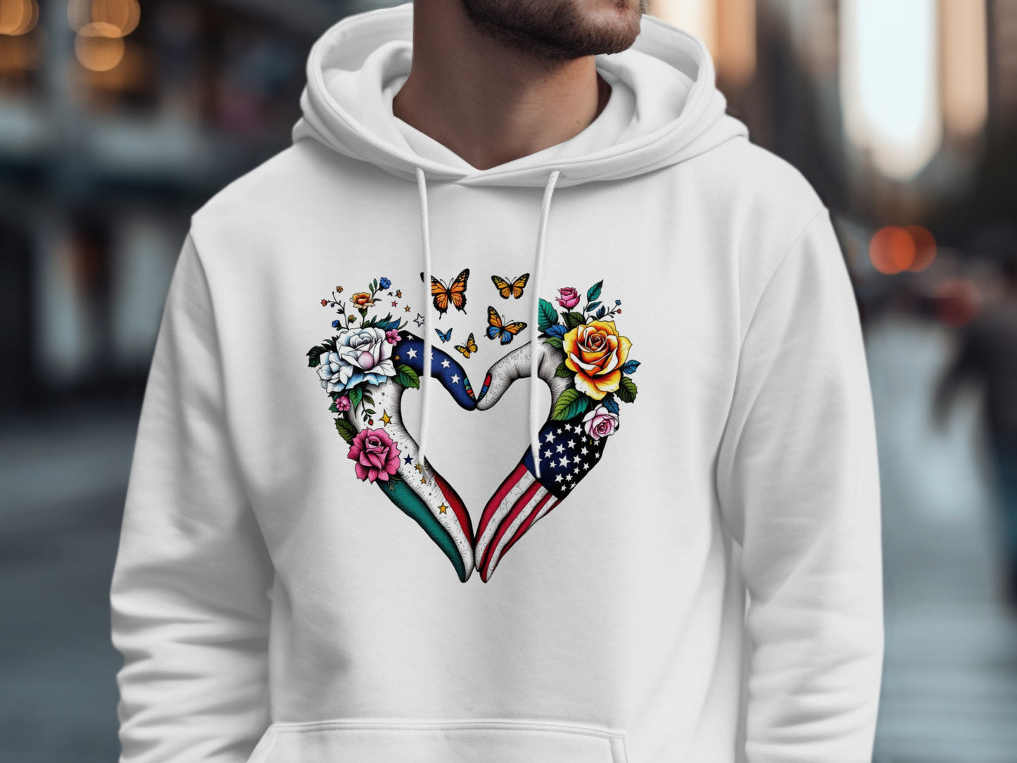 Floral American Heart with Butterflies Hoodie product