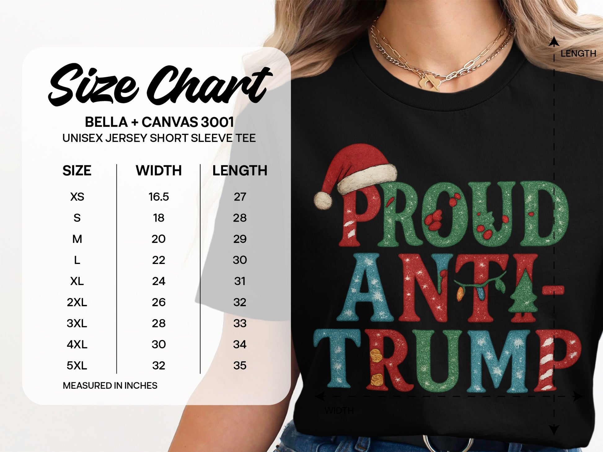 Proud Anti Trump Holiday Design Bella Canvas 3001