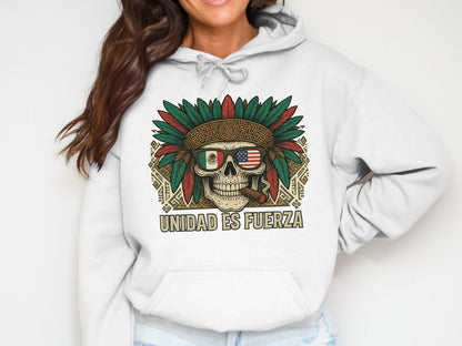 Unidad Es Fuerza Skull Hooded Sweatshirt