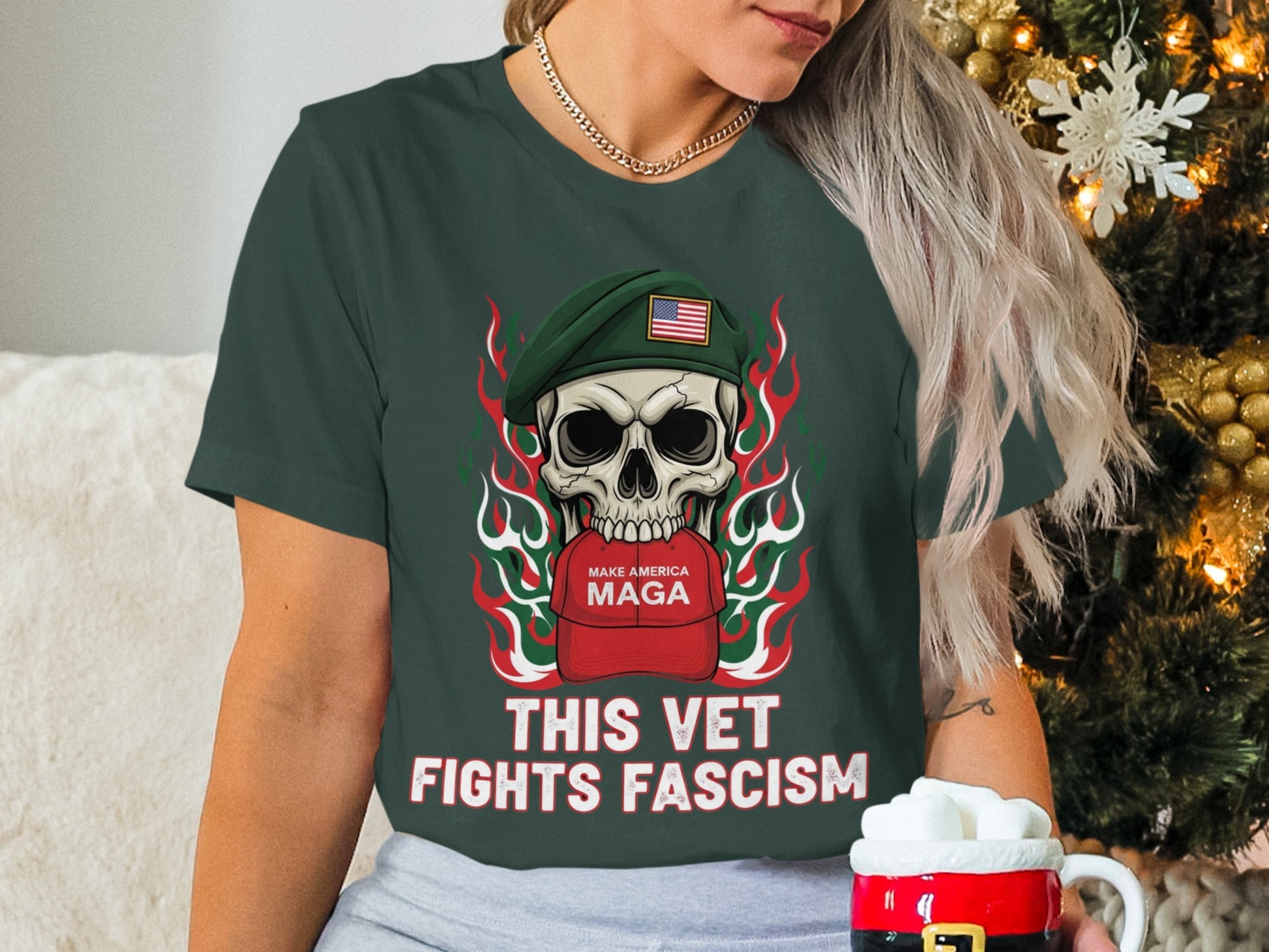 This Vet Fights Fascism Graphic Tee for Patriotic Warriors