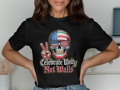 Celebrate Unity Not Walls Skull Graphic T-shirt product type