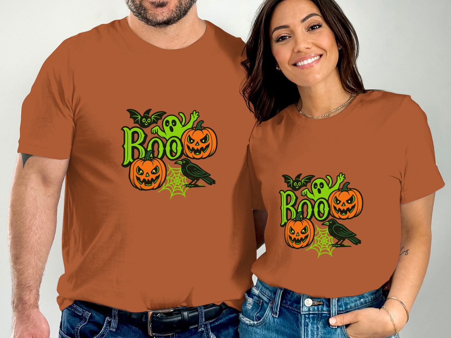 Boo Halloween Design Matching Couple T-Shirt product