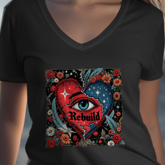 Rebuild Heart Eye Floral Design Graphic T-Shirt product