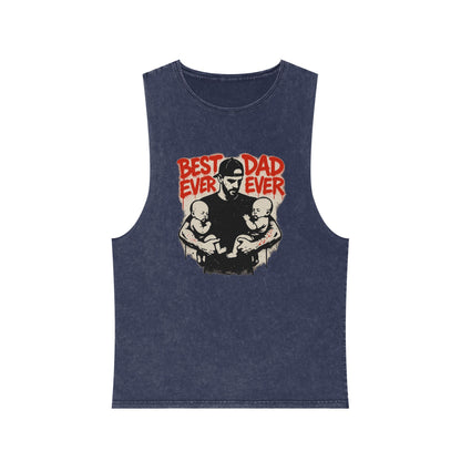 Best Dad Ever Stonewash Tank Top - Father's Day Gift, Dad Apparel, Unisex Summer Wear, Casual Outfit, Family Tank Top