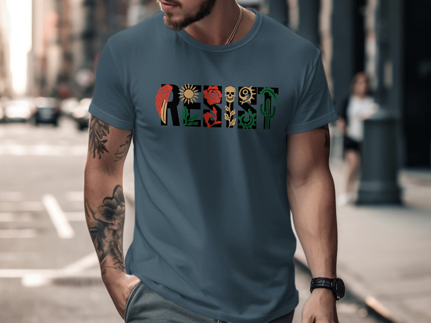 Resist Graphic Print Unisex T-shirt