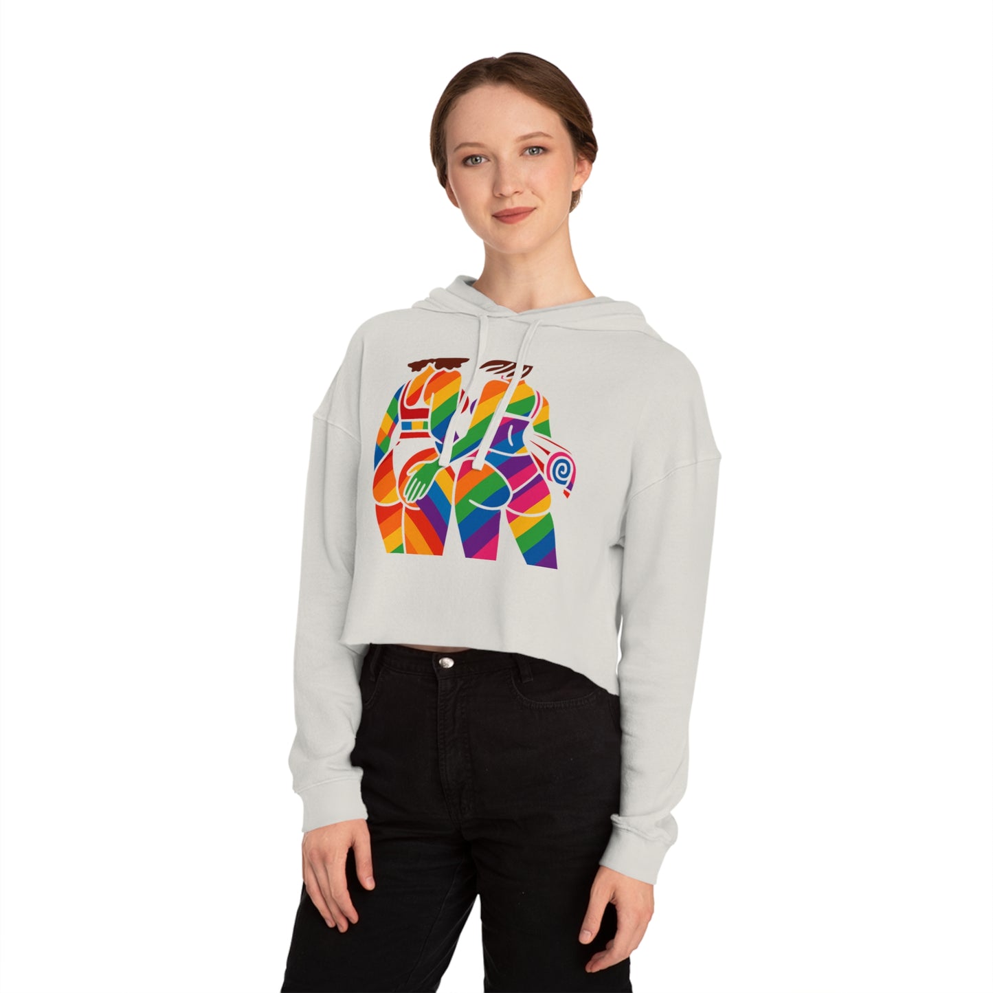 Pride Crop Top Colorful Women’s Cropped Hooded Sweatshirt - Embrace Diversity Design