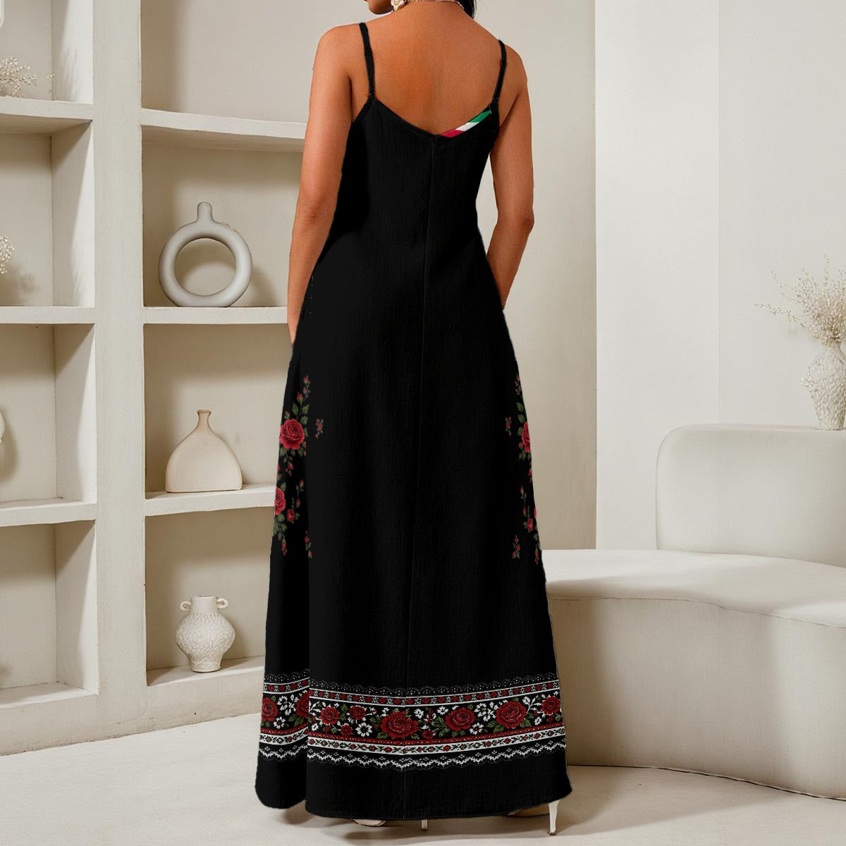 Viva Mexico All-Over Print Women's Elegant V-Neck Maxi Dress