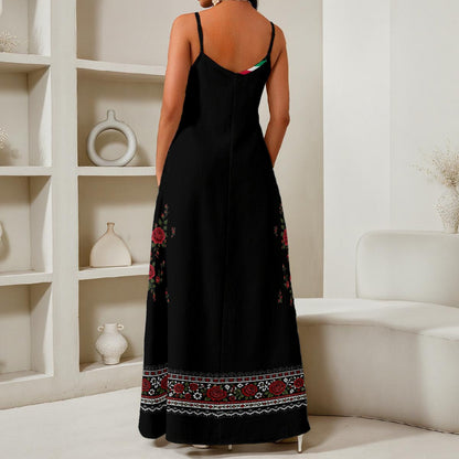 Viva Mexico All-Over Print Women's Elegant V-Neck Maxi Dress