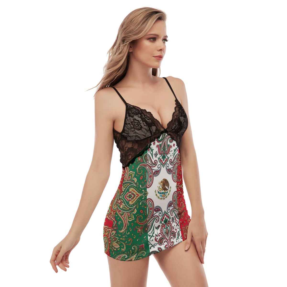 MEXICO Dress Short Women's Back Straps Cami Dress With Lace