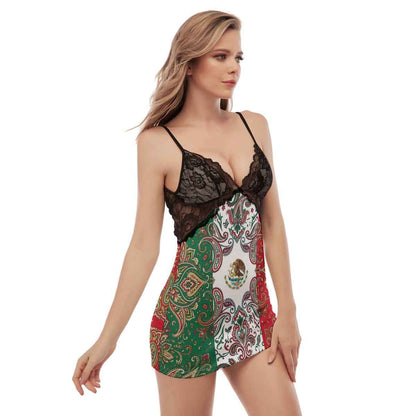 MEXICO Dress Short Women's Back Straps Cami Dress With Lace