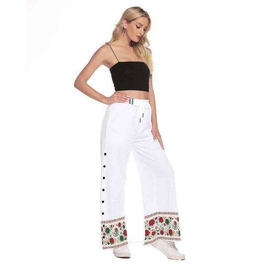 All-Over Print Women's Side Slit Snap Button Trousers
