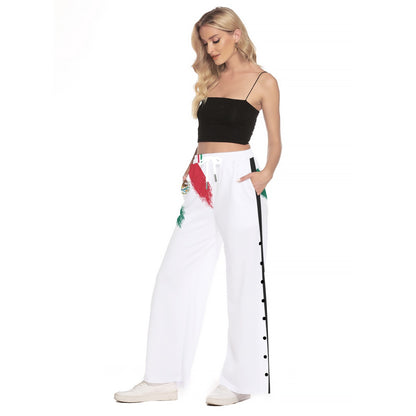All-Over Print Women's Side Slit Snap Button Trousers
