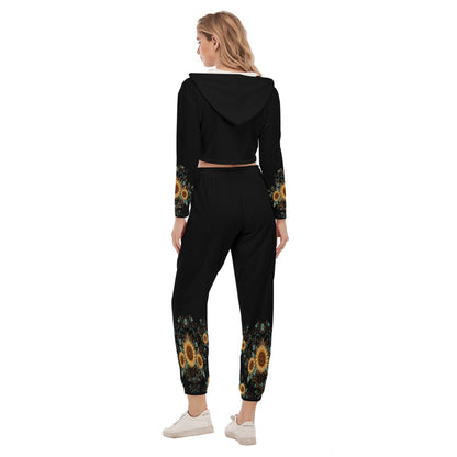 All-Over Print Women's Crop Hoodie Sports Set