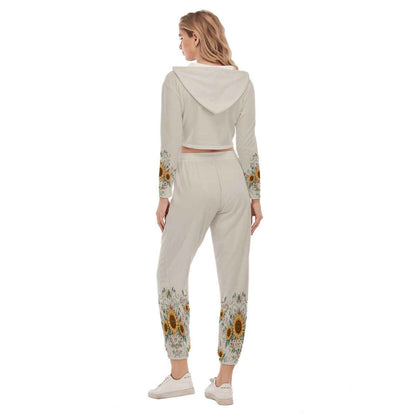 All-Over Print Women's Crop Hoodie Sports Set