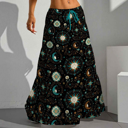 All-Over Print Women's Pleated Long Skirt