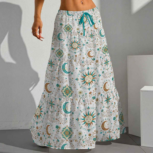 All-Over Print Women's Pleated Long Skirt