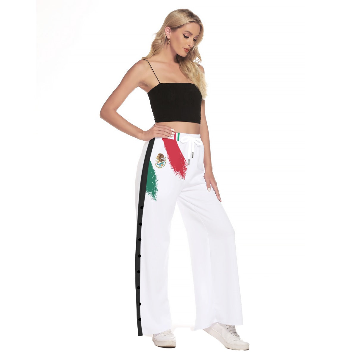 All-Over Print Women's Side Slit Snap Button Trousers
