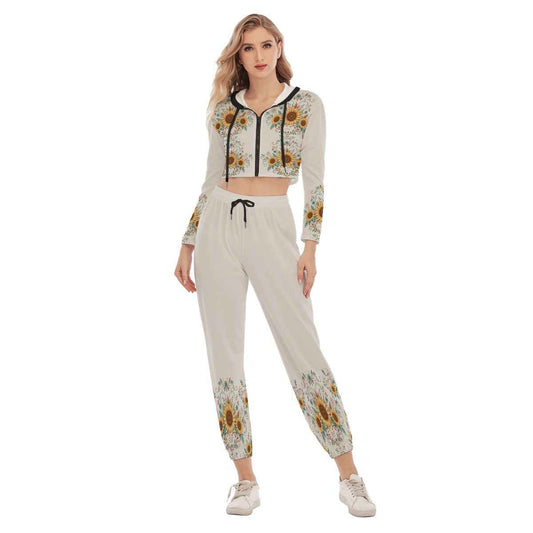 All-Over Print Women's Crop Hoodie Sports Set