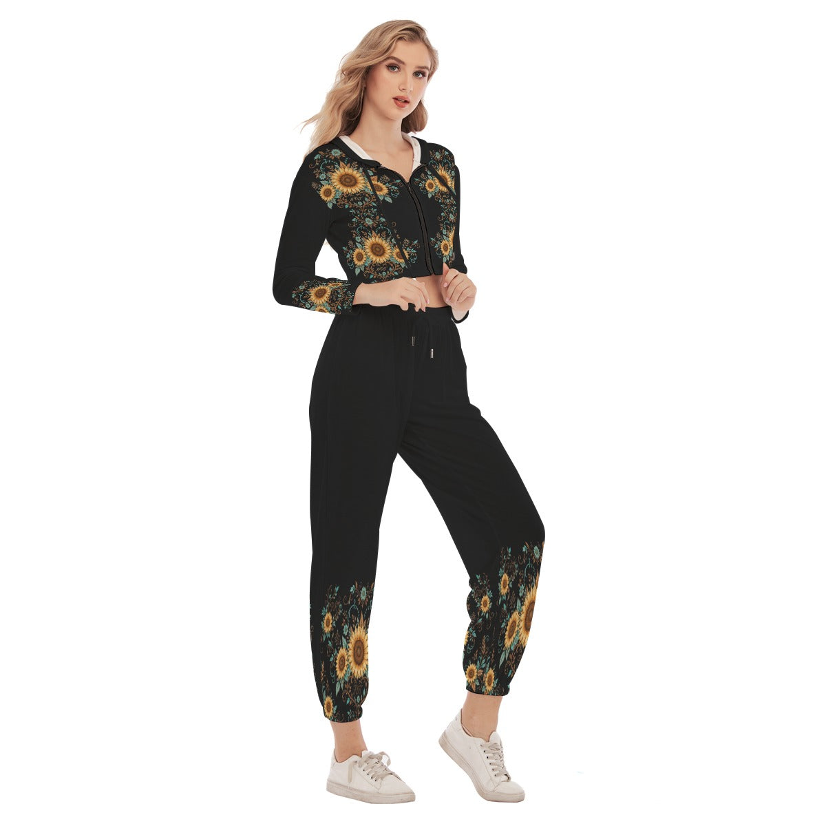 All-Over Print Women's Crop Hoodie Sports Set
