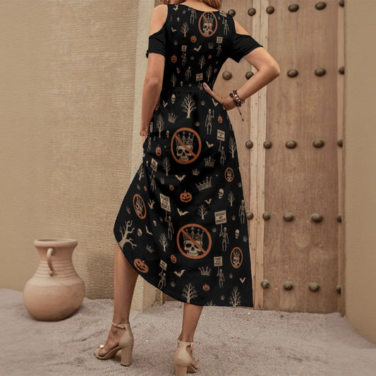 NO kings Halloween Custom Protest Dress V-neck Off-shoulder Dress