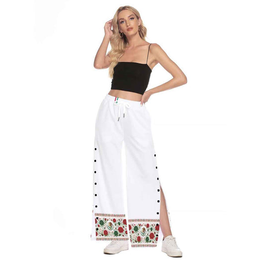 All-Over Print Women's Side Slit Snap Button Trousers