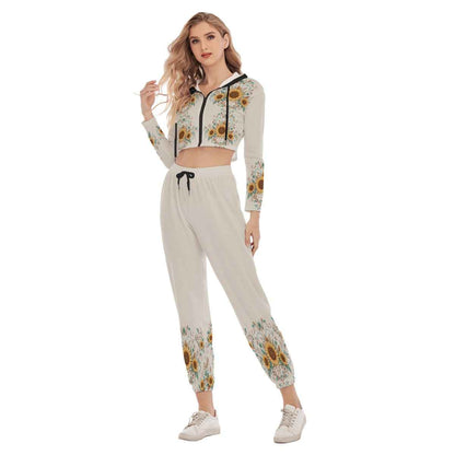 All-Over Print Women's Crop Hoodie Sports Set