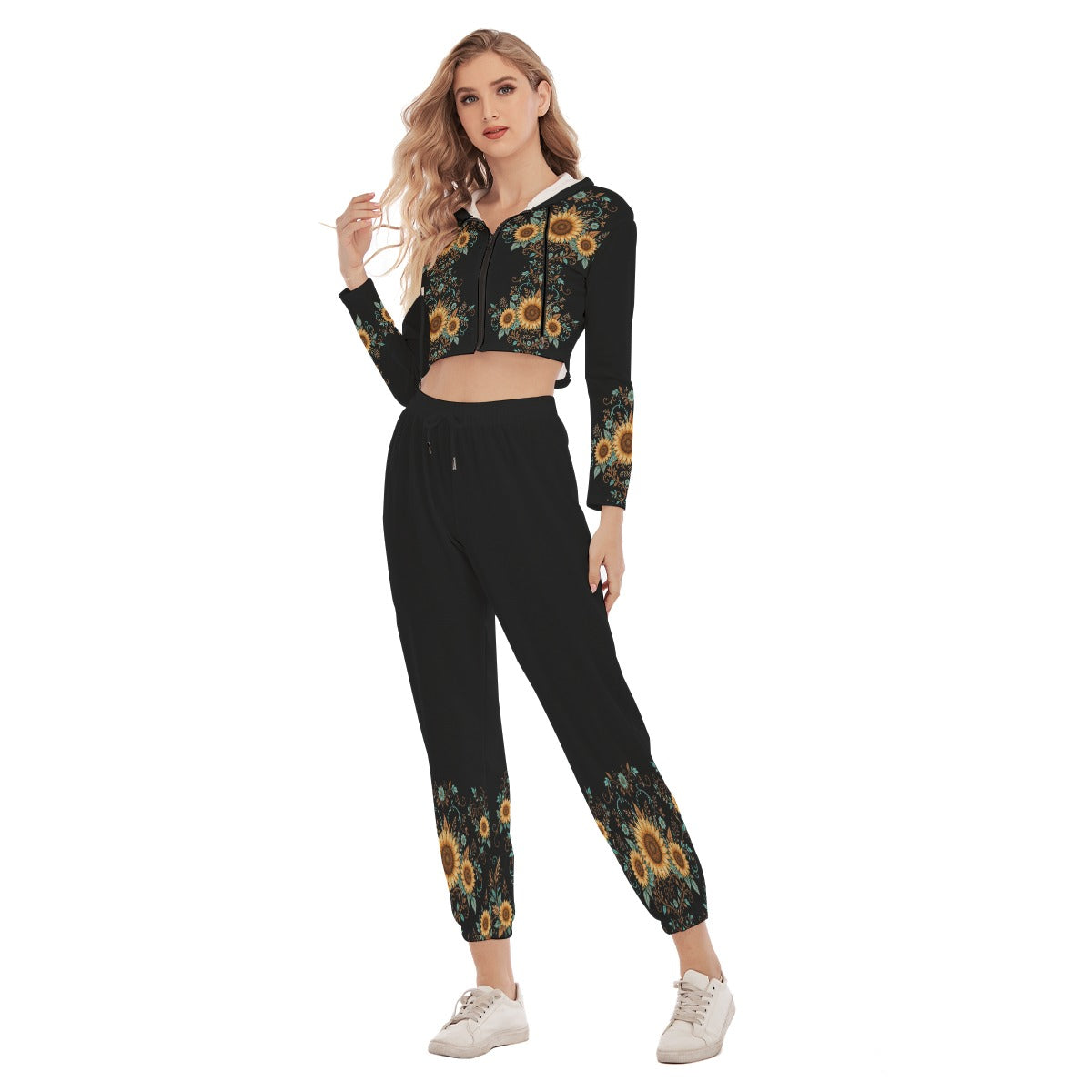 All-Over Print Women's Crop Hoodie Sports Set