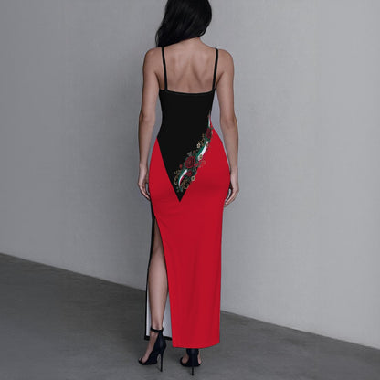 All-Over Print Women's Long Dress with Slit