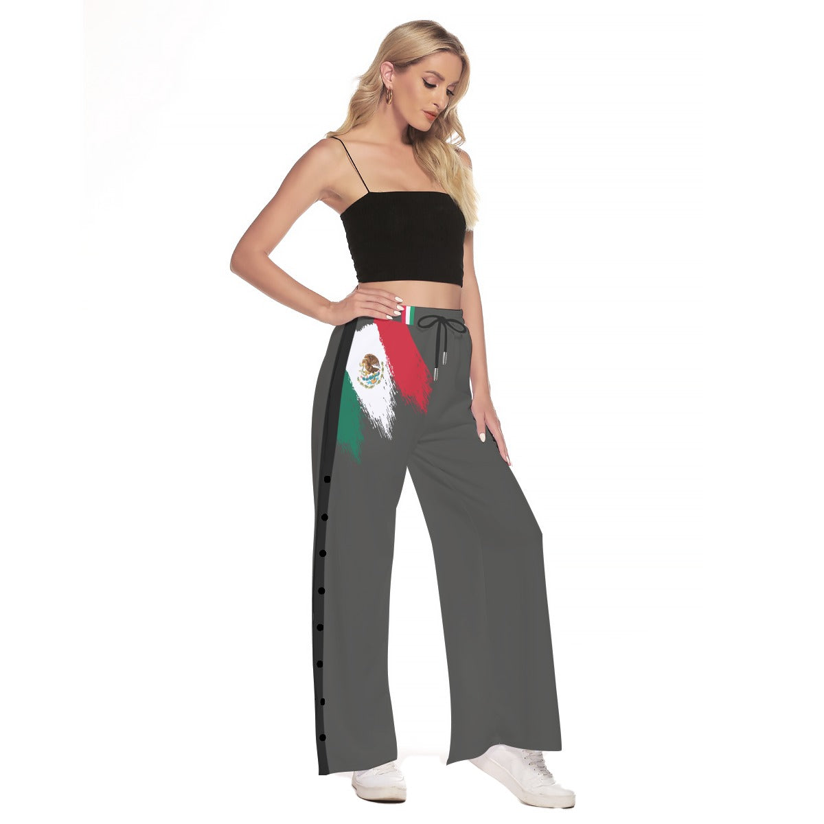 All-Over Print Women's Side Slit Snap Button Trousers
