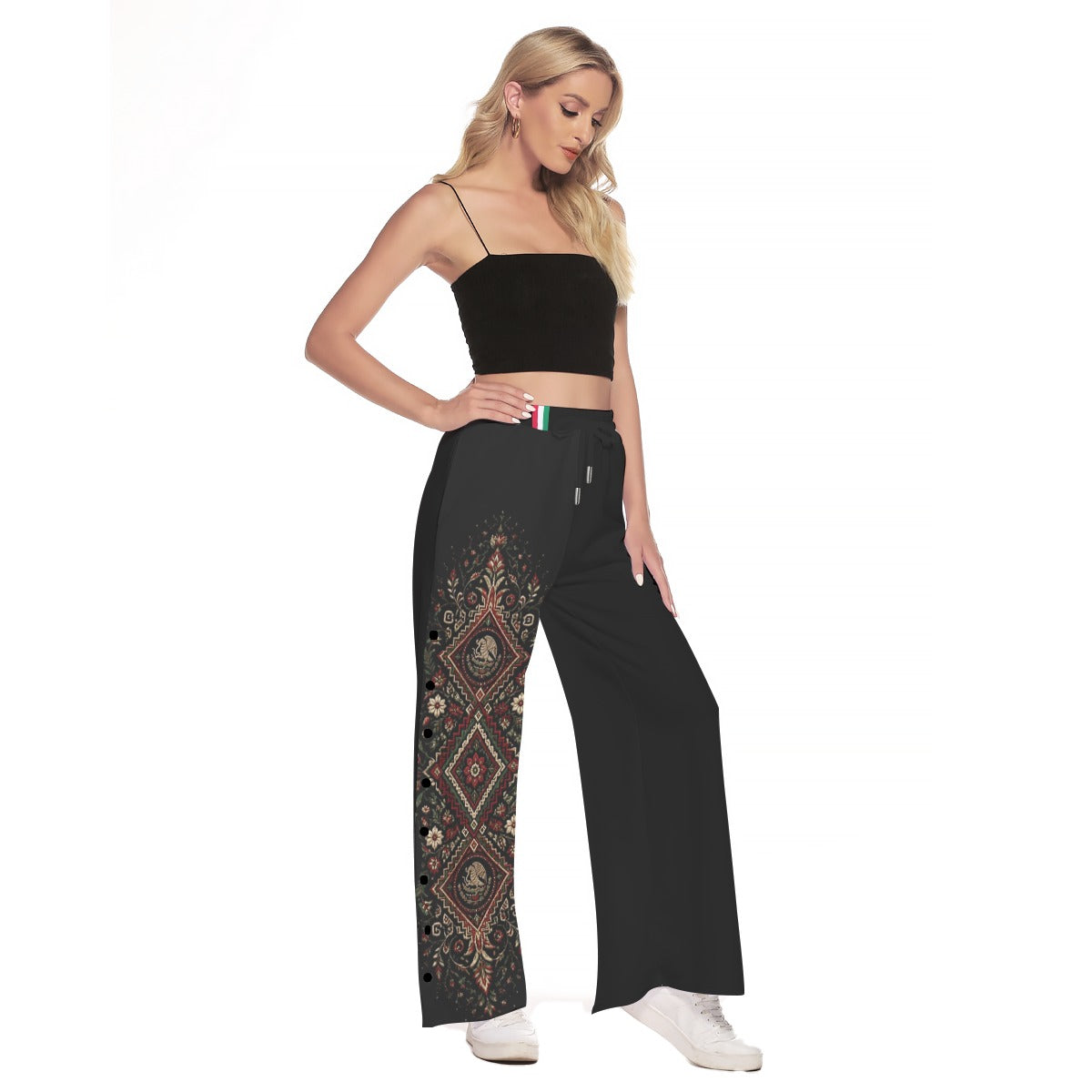 All-Over Print Women's Side Slit Snap Button Trousers