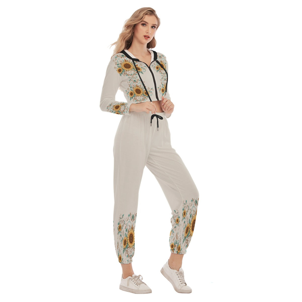 All-Over Print Women's Crop Hoodie Sports Set