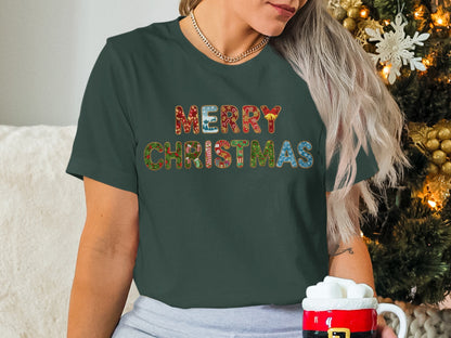 Merry Christmas Graphic Tee Festive Shirt Holiday