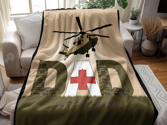 Personalized Dad with Helicopter and Cross Blanket product