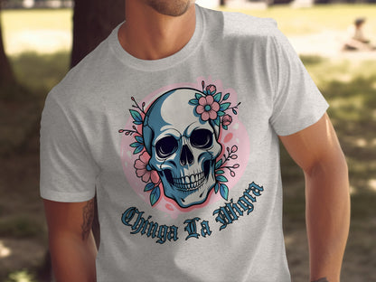 Artistic Skull with Flowers T-Shirt Novelty product
