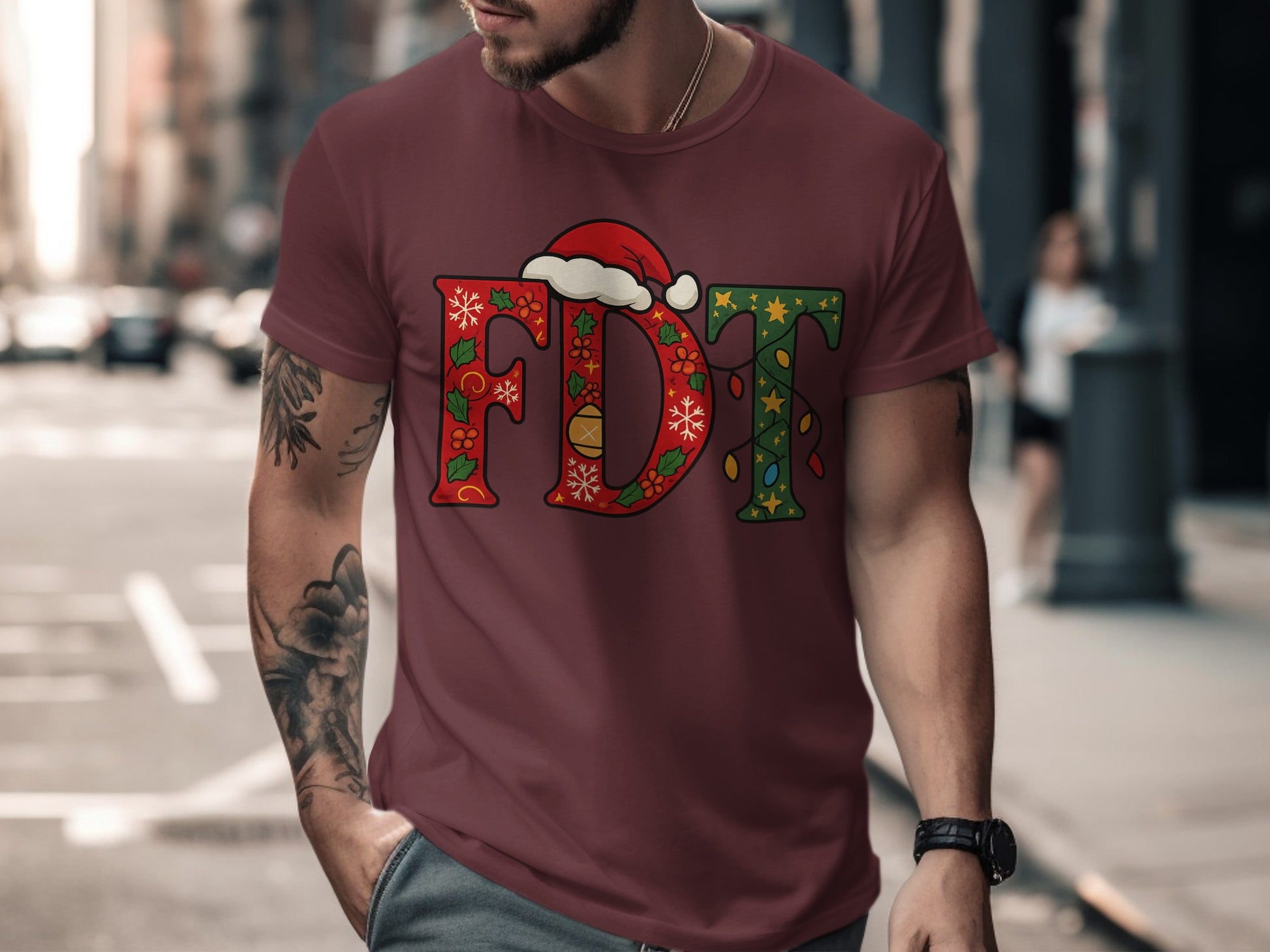 Festive FDT Christmas Theme Men's Casual Tee