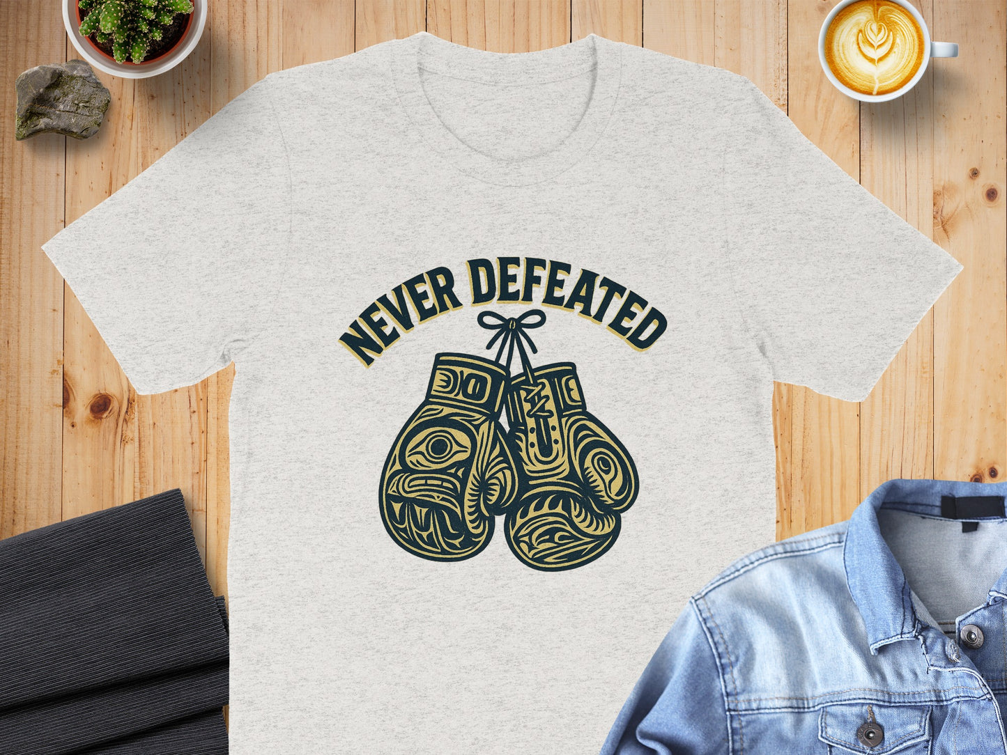 Never Defeated Boxing Gloves Design T-Shirt product