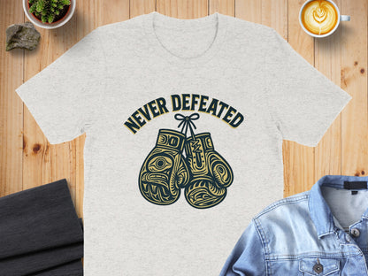 Never Defeated Boxing Gloves Design T-Shirt product