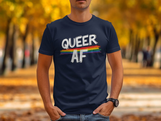 QUEER AF Rainbow Pride Design Graphic T-shirt product type