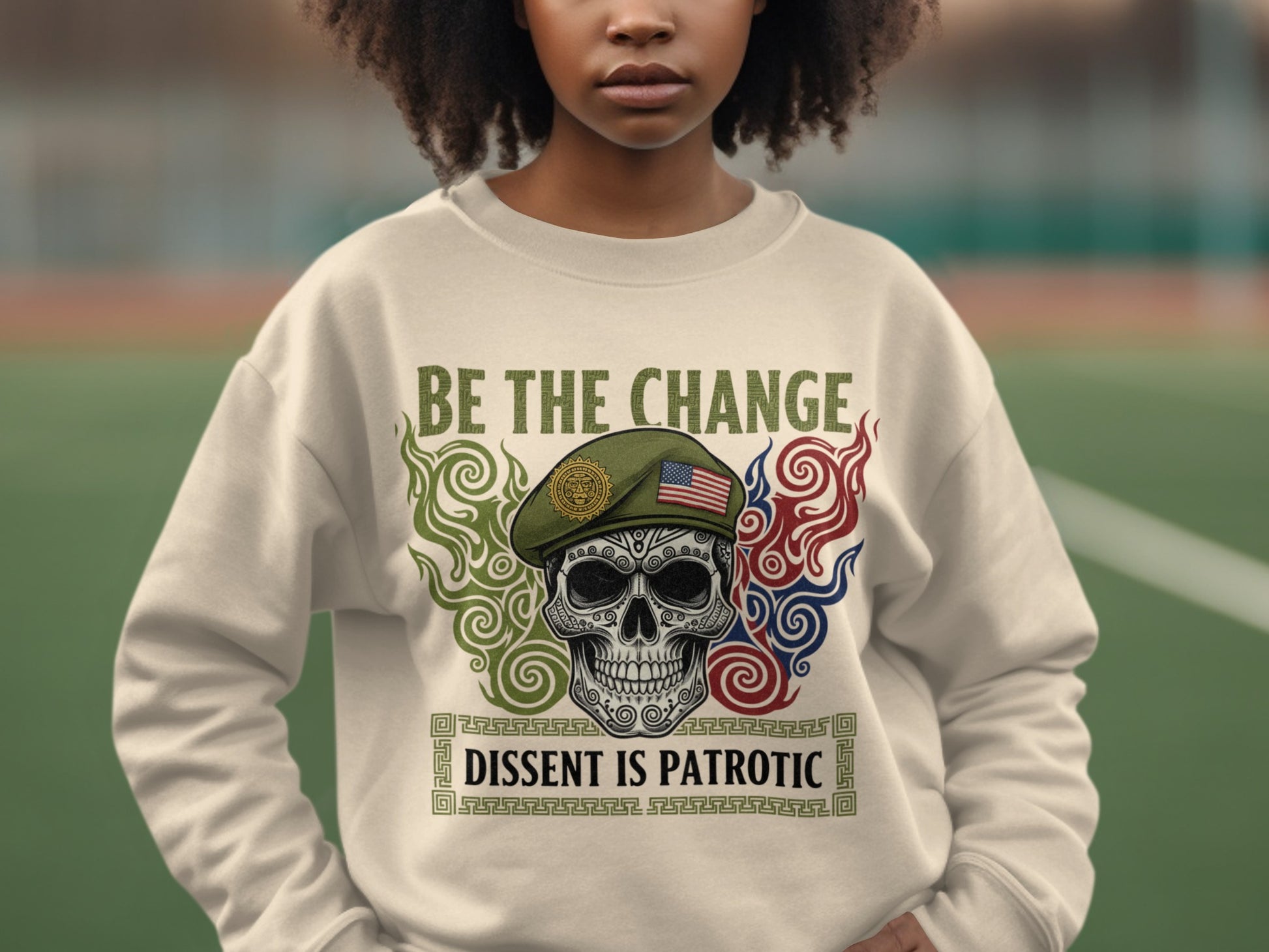 Be The Change Dissent Is Patriotic Skull Design Sweatshirt