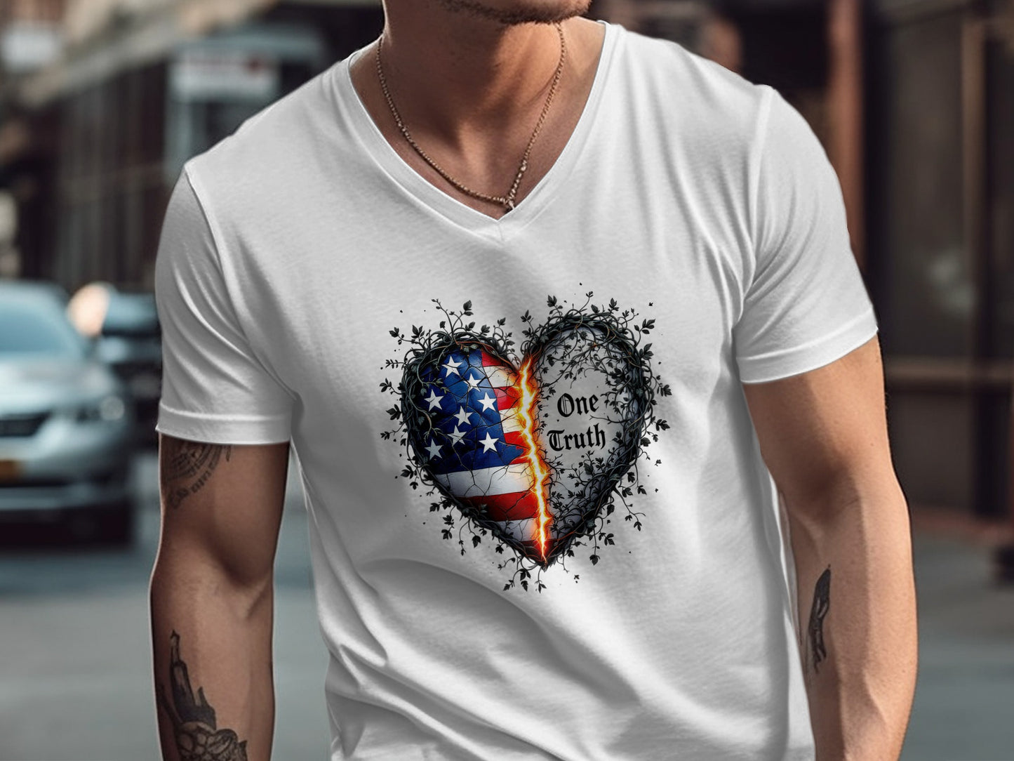 One Truth Heart American Flag Design Shirt product