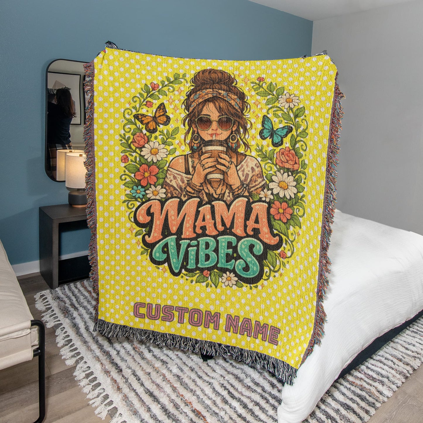 Custom Mother's blanket, add your personalization to Woven Blanket, amazing quality